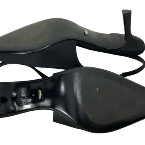 Tony Bianco | Size 8 | Black Stitched Pointed Toe Slingback Heels - Picture 7 of 15